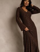 allyson Rochie Maro Rozkloszată Longsleeve cu imprimeu zebră decorată cu sclipici Mevilisa