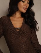 allyson Rochie Maro Rozkloszată Longsleeve cu imprimeu zebră decorată cu sclipici Mevilisa
