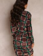 allyson Rochie Maro-Verde cu Drapaj cu Model Geometrik Biyo