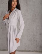 allyson Rochie mini gri deschis cu Pliuri și Decolteu petrecut Decorată cu Nasturi Eiloni