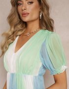 allyson Rochie Mini Verde cu Fustă Cloș și Volănașe Cointa