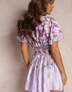 allyson Rochie Mini Violet Evazată cu decolteu petrecut florală Cecille