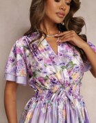 allyson Rochie Mini Violet Evazată cu decolteu petrecut florală Cecille
