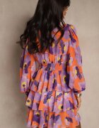 allyson Rochie Mini Violetă cu Volane Baelyn