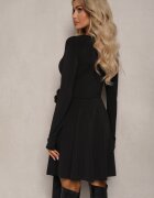 allyson Rochie Neagră Asimetrică cu Broșă Detașabilă în Formă de Floare Incendia