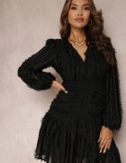 allyson Rochie Neagră Cloș cu Franjuri și Dantelă Avela