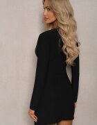 allyson Rochie Neagră cu croială asimetrică cu drapaj și nod în talie Bellis