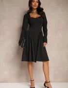 allyson Rochie Neagră cu croială cloș cu bust corset Tillitte