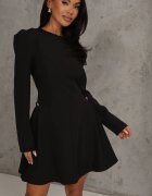allyson Rochie Neagră cu Croială Cloș cu Decorațiune Laterală Eleslia