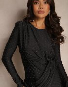 allyson Rochie neagră cu o croială mulată cu încrețituri și cu zirconii Asila