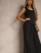 allyson Rochie Neagră Drapată cu croială cambrată cu un bolero suplimentar din plasă Milarielis