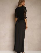 allyson Rochie Neagră Drapată cu croială cambrată cu un bolero suplimentar din plasă Milarielis