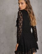 allyson Rochie Neagră Eterică din Dantelă cu Volane și Legătură Dianatta