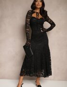 allyson Rochie neagră evazată din dantelă cu bolero suplimentar Gonavora