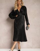 allyson Rochie Neagră Midi cu elastic în talie și mâneci tip liliac Botella
