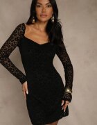 allyson Rochie neagră mulată din dantelă cu decolteu pătrat Uwedia
