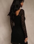 allyson Rochie neagră mulată din dantelă cu decolteu pătrat Uwedia