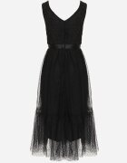 allyson Rochie negră taliată midi cu plasă decorativă Celerise