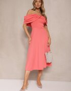 allyson Rochie portocalie evazată decorată cu fundă Odarra