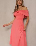 allyson Rochie portocalie evazată decorată cu fundă Odarra