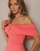 allyson Rochie portocalie evazată decorată cu fundă Odarra