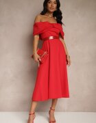allyson Rochie Roșie Cloche Decorată Cu Fundă Odarra
