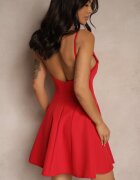 allyson Rochie Roșie cu croială evazată cu cusături Kinolira