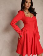 allyson Rochie Roșie cu croială evazată cu partea superioară tip corset Tillitte
