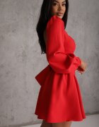allyson Rochie Roșie Tip corset cu fustă clos și mâneci largi Legată la spate Enariel