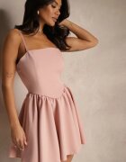allyson Rochie Roz Evazată cu Top tip Corset cu Bretele Leannith