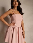 allyson Rochie Roz Evazată cu Top tip Corset cu Bretele Leannith