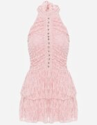 allyson Rochie Roz Halter cu dantelă decorată cu nasturi metalici Corrarea