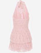 allyson Rochie Roz Halter cu dantelă decorată cu nasturi metalici Corrarea
