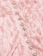 allyson Rochie Roz Halter cu dantelă decorată cu nasturi metalici Corrarea