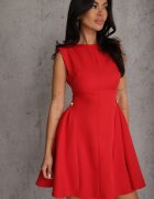 allyson Rochie Rozkloszată Roșie Fără Mâneci cu Aplicații Detașabile în Talie Maridina