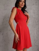 allyson Rochie Rozkloszată Roșie Fără Mâneci cu Aplicații Detașabile în Talie Maridina
