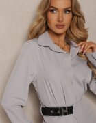 allyson Rochie tip cămașă Gri deschis Utilitară cu fustă plisată asimetrică cu curea Mussoria