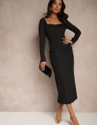 allyson Rochie Tip creion Neagră cu Legătură Elegantă și Imitație de Buzunare Tillamera