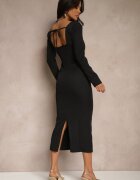 allyson Rochie Tip creion Neagră cu Legătură Elegantă și Imitație de Buzunare Tillamera