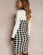 allyson Rochie tip pulover Negru-Alb Cambrată cu nasturi Odliale