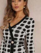 allyson Rochie tricotată gri deschis cu model geometric cu fir metalic Enoto