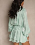 allyson Rochie Verde din Viscoză cu Volan și Legătură Finlio