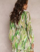 allyson Rochie Verde petrecută Breyera Mini cu cordon decorativ și mânecă lungă
