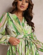 allyson Rochie Verde petrecută Breyera Mini cu cordon decorativ și mânecă lungă