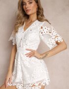 allyson Salopetă Albă din dantelă cu mânecă scurtă Eila