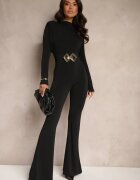 allyson Salopetă de cocktail Negru Cambrată cu Decupaj Decorativ la Spate Sewini