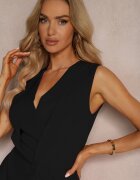 allyson Salopetă Neagră Elegantă Tip Plic Închisă cu Fermoar și Nasture Dimeera
