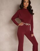 allyson Salopetă Taliată Bordeaux De cocktail cu Decupaj Decorativ la Spate Sewini