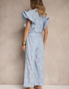 allyson Set Albastru Ajurat Bluză cu Croi de Cămașă și Pantaloni cu Picior Larg Linaniria