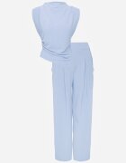 allyson Set Albastru deschis Bluză cu pernuțe la umeri și Pantaloni drepți cu elastic în talie Divanes